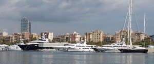 Yachts in Barcelona harbor