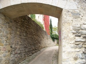 Medieval village of Camon. France city walls