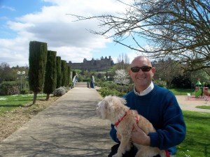 Someone is more interested in looking at the castle than the camera