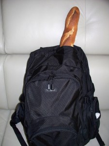 Baguette in a backpack