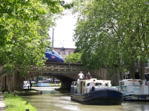 The canal and the train station in Carcassonne