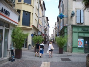 Pedestrian shopping street in Carcassonne