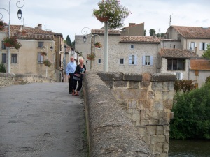 Bill and Lee on the old bridge in Limoux