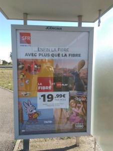 Bus shelter ad for fiber cable TV