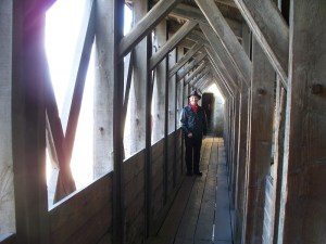 Bill on a covered walkway along the walls