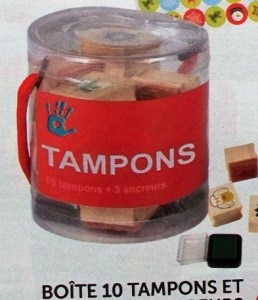 A box of rubber stamps