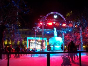 Ice skating in the center of town